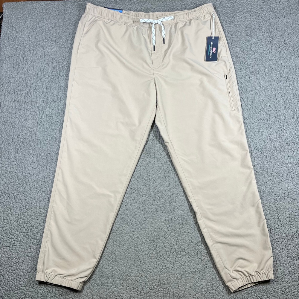 Vineyard Vines On-The-Go Jogger Pants Khaki Performance XXL 1P001114-250 NEW